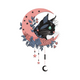 Black Cat Moon Embroidery Design, Instant Download