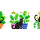 Black Cats in Plant Pots Embroidery Design, Instant Download
