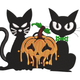 Black Cats with Dripping Pumpkin Halloween Embroidery Design, Instant Download