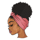 Black Girl Headwrap Portrait Embroidery Design, Instant Download