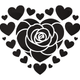 Black Rose Heart Embroidery Design, Valentine's Day Pattern, Instant Download