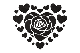 Black Rose Heart Embroidery Design, Valentine's Day Pattern, Instant Download