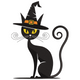 Black Witch Cat Halloween Embroidery Design, Spooky Cat Machine Embroidery Pattern, Instant Download