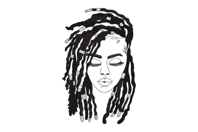 Black Woman Dreadlocks Embroidery Design, Afro Portrait Embroidery