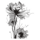 Black and White Sketch Floral Embroidery Design, Botanical Pattern