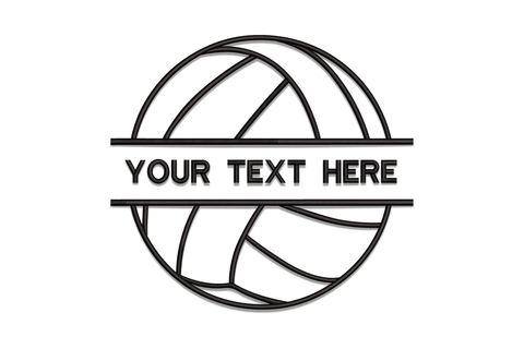 Blank basketball outline embroidery design showing curved panel seams and horizontal equator line in black satin stitch on white fabric