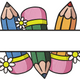 Blank Pencil Name Frame Embroidery Design, Instant Download
