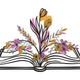 Blooming Book Illustration Embroidery Design, Open Book Crocus Flowers, Instant Download