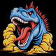 Blue Dinosaur Head Embroidery Design, Instant Download