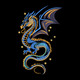 Blue Dragon Embroidery Design, Fantasy Pattern, Instant Download