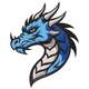 Blue Dragon Head Embroidery Design, Instant Download