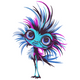 Blue Fantasy Bird Embroidery Design, Whimsical Creature Pattern