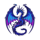 Blue Fantasy Dragon Embroidery Design, Instant Download