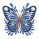 Blue Floral Butterfly Embroidery Design, Machine Embroidery Pattern, Instant Download