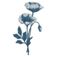 Blue Floral Embroidery Design, Botanical Poppy Pattern