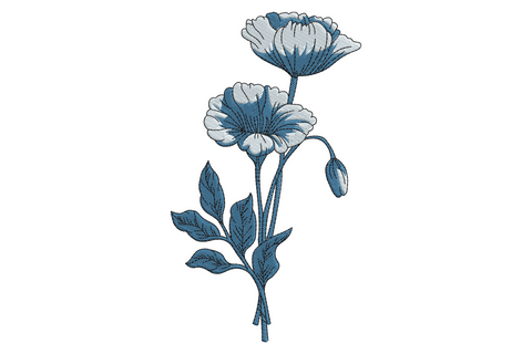 Blue Floral Machine Embroidery Design