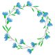 Blue Floral Wreath Frame Embroidery Design, Instant Download
