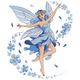Blue Flower Fairy Embroidery Design, Instant Download