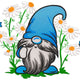Blue Gnome with Daisy Flowers Embroidery Design, Spring Machine Embroidery Pattern, Instant Download