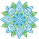 Blue Green Floral Mandala Embroidery Design, Instant Download
