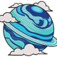 Blue Planet with Clouds Embroidery Design, Instant Download