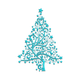 Blue Star Swirl Christmas Tree Embroidery Design, Instant Download