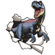 Blue Velociraptor Dinosaur Embroidery Design, Instant Download