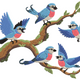 Bluebirds on Branch Embroidery Design, Instant Download