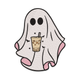 Boba Tea Ghost Embroidery Design, Halloween Pattern, Instant Download