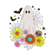 Boho Floral Ghost Embroidery Design, Instant Download