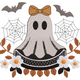 Boho Ghost Floral Embroidery Design, Halloween Machine Embroidery Pattern, Instant Download