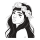 Boho Girl Line Art Embroidery Design, Instant Download