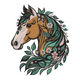 Boho Horse Head With Flowers Embroidery Design, Instant Download