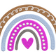 Boho Rainbow with Heart Embroidery Design V2, Instant Download