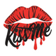 Bold Kiss Me Lips Embroidery Design, Valentine Lips Pattern, Instant Download