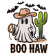 Boo Haw Ghost Cowboy Embroidery Design, Western Halloween Lettering Pattern, Instant Download