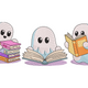 Book-Loving Ghosts Embroidery Design, Instant Download