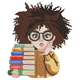 Book Girl Embroidery Design, Instant Download