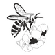 Botanical Bee Machine Embroidery, Instant Download