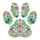 Botanical Dog Paw Embroidery Design, Instant Download