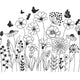 Botanical Floral Border with Butterflies Embroidery Design, Instant Download