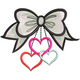 Bow With Hanging Hearts Embroidery Design V2, Instant Download