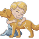 Boy Hugging Dog Embroidery Design, Kids Pet Pattern
