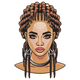 Braided Woman Portrait Embroidery Design, Instant Download