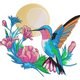 Bright Hummingbird Embroidery Design, Instant Download