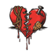 Broken Heart Tattoo Style Embroidery Design, Instant Download