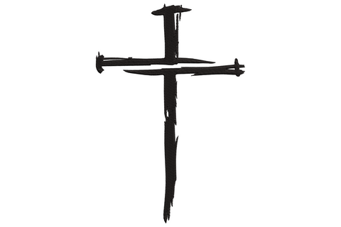 Brush stroke cross embroidery design in black with rough painted bristle texture, 11 sizes, single thread colour.