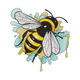 Bumble Bee Splash Embroidery Design, Nature Bee Machine Embroidery Pattern, Instant Download
