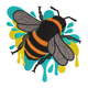 Bumble Bee Splash Embroidery Design, Paint Splash Bee Machine Embroidery Pattern, Instant Download
