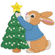 Bunny Decorating Christmas Tree Embroidery Design, Holiday Animal Pattern, Instant Download